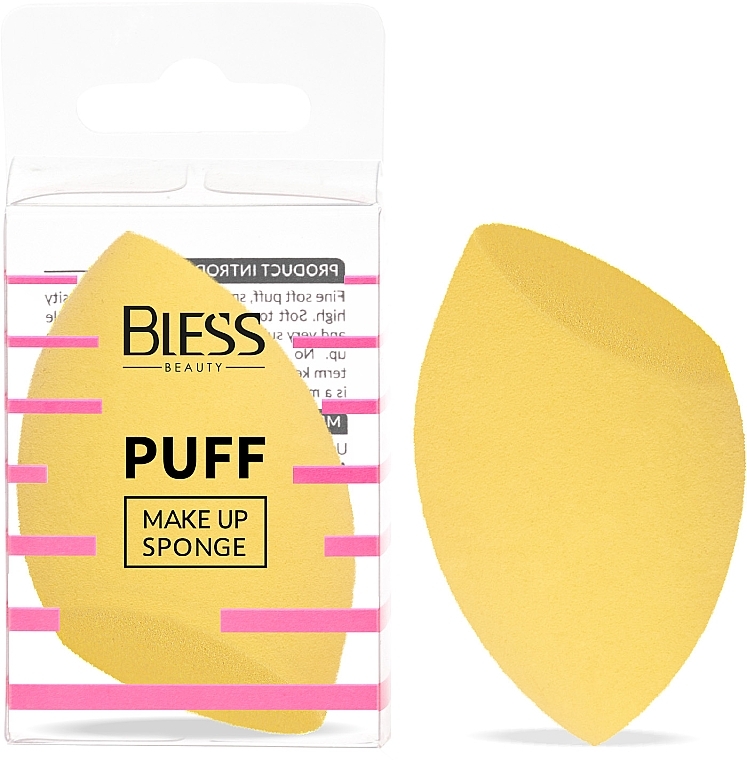 Gąbka do makijażu, żółta - Bless Beauty PUFF Make Up Sponge