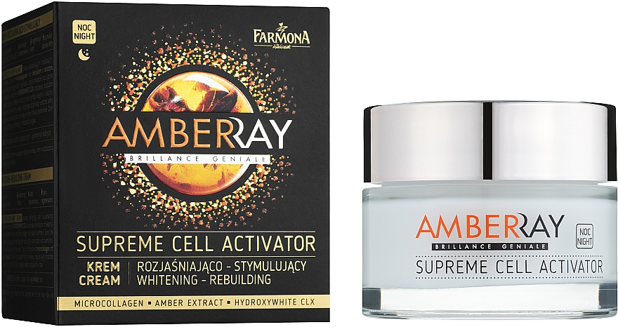 Rozjaśniająco-stymulujący krem na noc - Farmona Amberray Night Cream Supreme Cell Activator