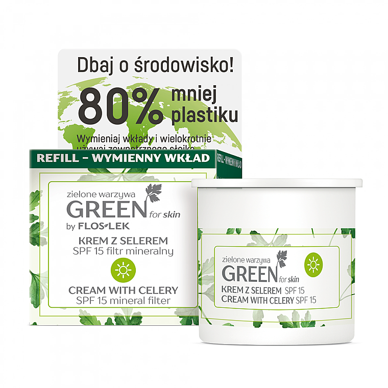 Krem do twarzy z selerem na dzień SPF 15 - Floslek Green For Skin Day Cream Refill — Zdjęcie N1