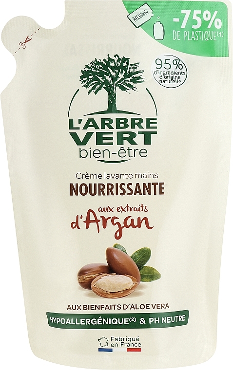 Mydło do rąk z olejem arganowym - L'Arbre Vert Hand Wash Cream with Argan (uzupełnienie) — Zdjęcie N1