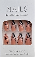 Sztuczne paznokcie w gwiazdki, 24 szt. - Deni Carte Nails Natural 2 Minutes Manicure  — Zdjęcie N1
