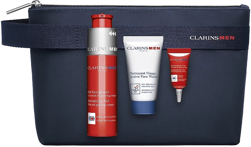 Zestaw - Clarins Men (f/gel/50ml + eye/gel/3ml + f/wash/30ml + bag/1pcs) — Zdjęcie N1