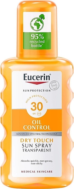 Spray przeciwsłoneczny z efektem matującym - Eucerin Oil Control Dry Touch Sun Spray Transparent SPF 30 — Zdjęcie N1