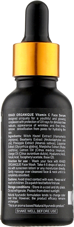 Odmładzające naturalne serum do twarzy z witaminą C - Khadi Organique Vitamin C Facial Serum — Zdjęcie N3