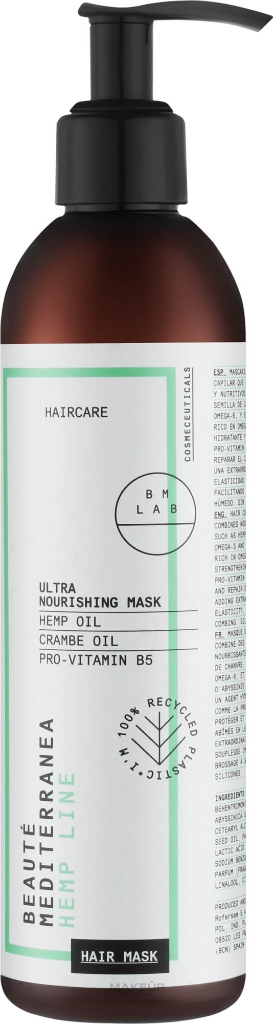 Odżywcza maska do włosów - Beauté Mediterranea Hemp Line Hair Mask Ultra Nourished Hair — Zdjęcie 300 ml
