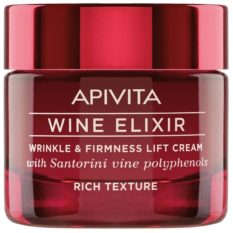 Bogaty przeciwzmarszczkowo-ujędrniający krem do twarzy z polifenolami wina Santorini - Apivita Wine Elixir Wrinkle And Firmness Lift Cream Rich Texture — Zdjęcie N1