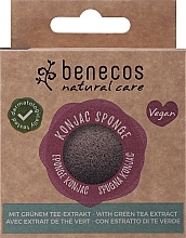 Gąbka do mycia twarzy Zielona Herbata - Benecos Natural Konjac Sponge Green Tea — Zdjęcie N1