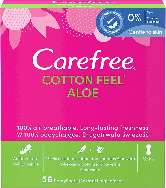 Wkładki higieniczne, 56 szt. - Carefree Cotton Aloe — Zdjęcie N1