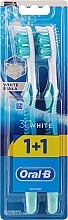 Kup Zestaw szczoteczek do zębów, 40 średnio twardych, turkusowo-niebieskich - Oral-B 3D White 40 Medium 1+1