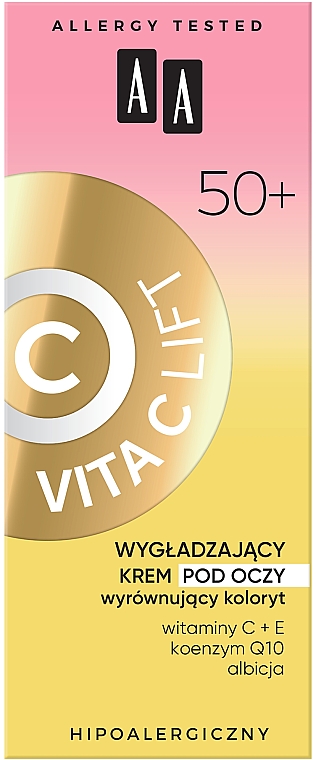 Wygładzający krem pod oczy wyrównujący koloryt 50+ - AA Vita C Lift — Zdjęcie N3
