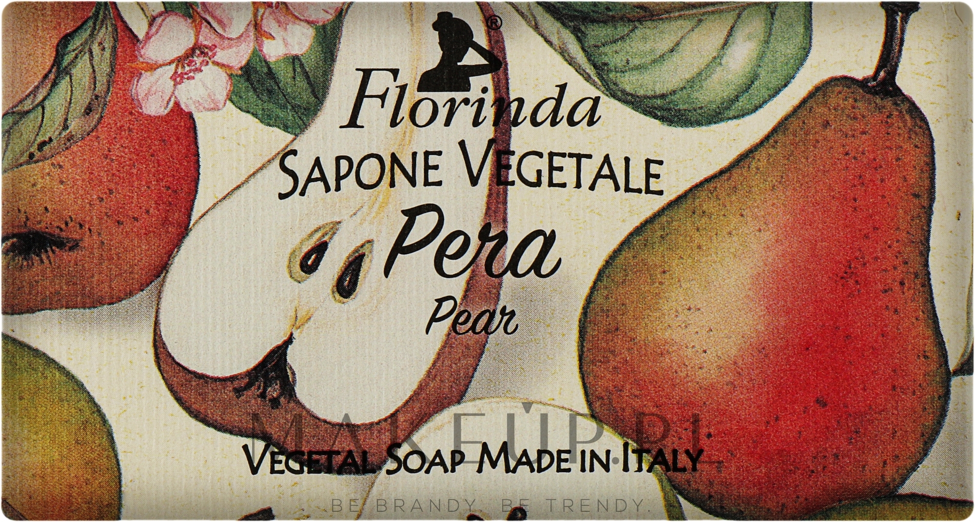 Naturalne mydło w kostce Gruszka - Florinda Sapone Vegetable Pear Vegetal Soap Handmade — Zdjęcie 100 g
