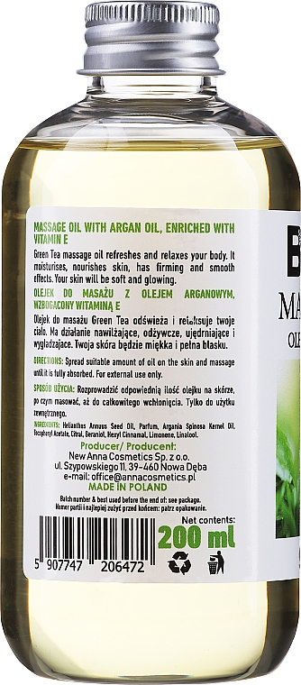 Olejek do masażu ciała Zielona herbata - Fergio Bellaro Massage Oil Green Tea — Zdjęcie N2