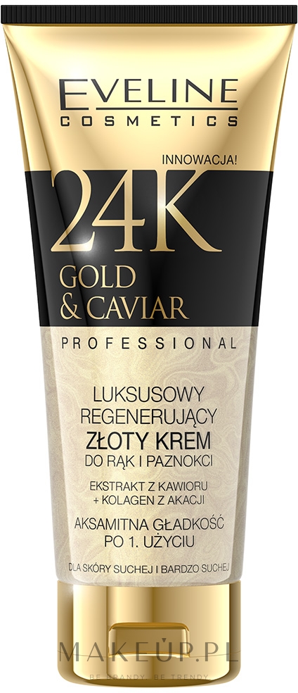 Regenerujący krem do rąk dla skóry suchej i bardzo suchej - Eveline Cosmetics 24K Gold & Caviar — Zdjęcie 100 ml