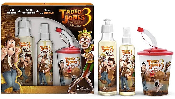 Zestaw - Natuaromatic Cartoon Tadeo Jones Set (b/spray/150ml + sh/gel/250ml + cup) — Zdjęcie N1