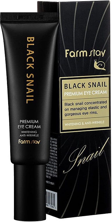 Wybielająco-przeciwzmarszczkowy krem pod oczy z mucyną czarnego ślimaka - FarmStay Black Snail Premium Eye Cream — Zdjęcie N1