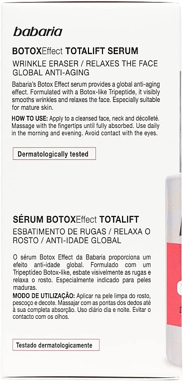 Serum liftingujące do twarzy - Babaria Botox Effect Total Lift Serum — Zdjęcie N4