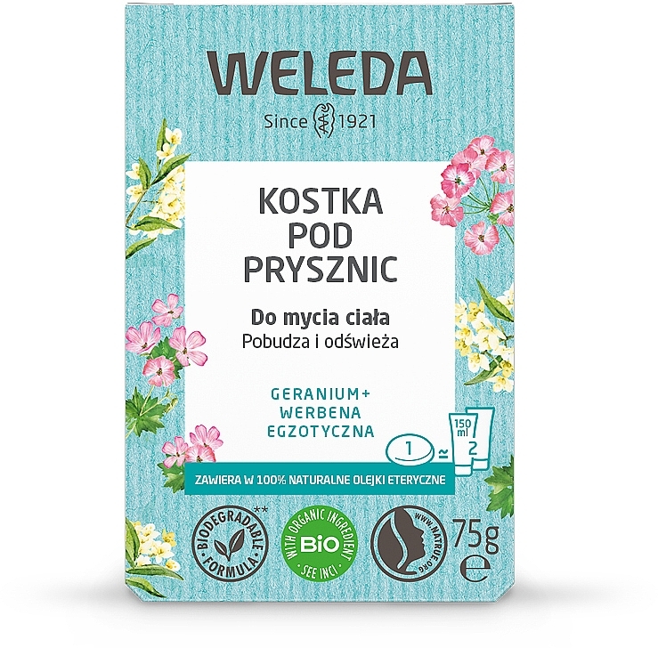 Mydło pod prysznic Geranium i werbena egzotyczna - Weleda Shower Bar Solid Body Wash Geranium+Litsea Cubeba — Zdjęcie N1