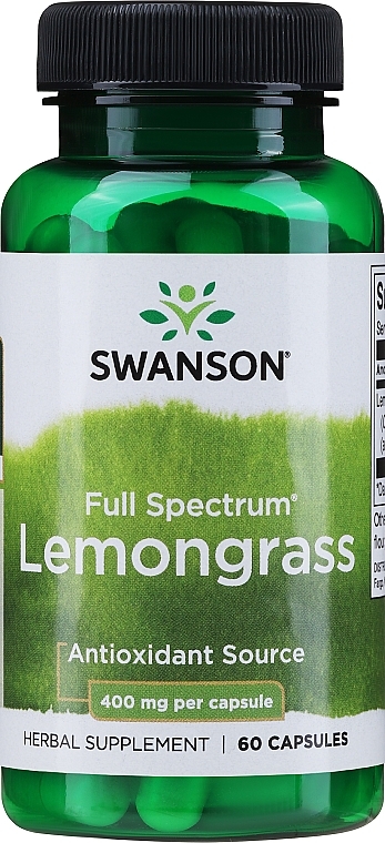 Suplement diety Trawa cytrynowa, 400 mg - Swanson Full Spectrum Lemongrass — Zdjęcie N1