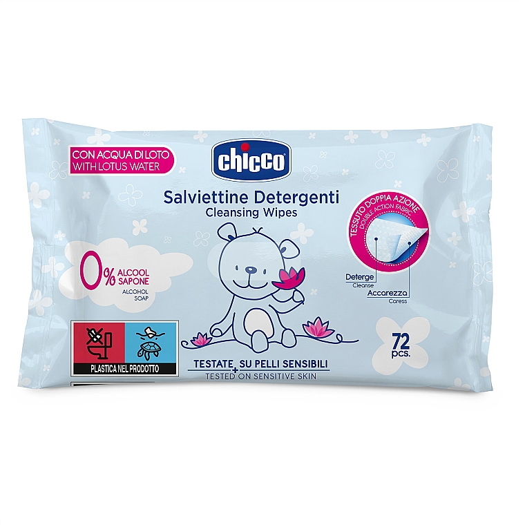Delikatne oczyszczające chusteczki nawilżane dla dzieci, 72 szt. - Chicco Baby Cleansing Wipes — Zdjęcie N1