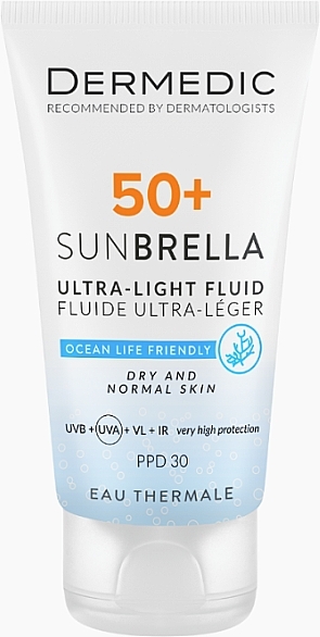 Ultralekki krem ochronny SPF 50+ do skóry suchej i normalnej - Dermedic 50+ Sunbrella Ultra-light Fluid — Zdjęcie N1