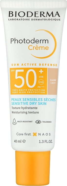 Krem przeciwsłoneczny do wrażliwej skóry suchej - Bioderma Photoderm Cream SPF50+ Sensitive Dry Skin Light — Zdjęcie N1
