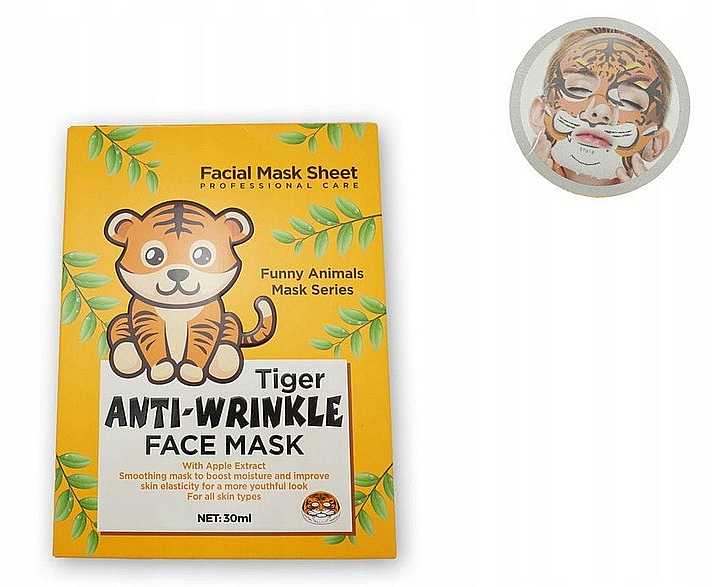 Maska w płachcie Tygrys - Wokali Animal Tiger Anti-Wrinkle Face Mask — Zdjęcie N2