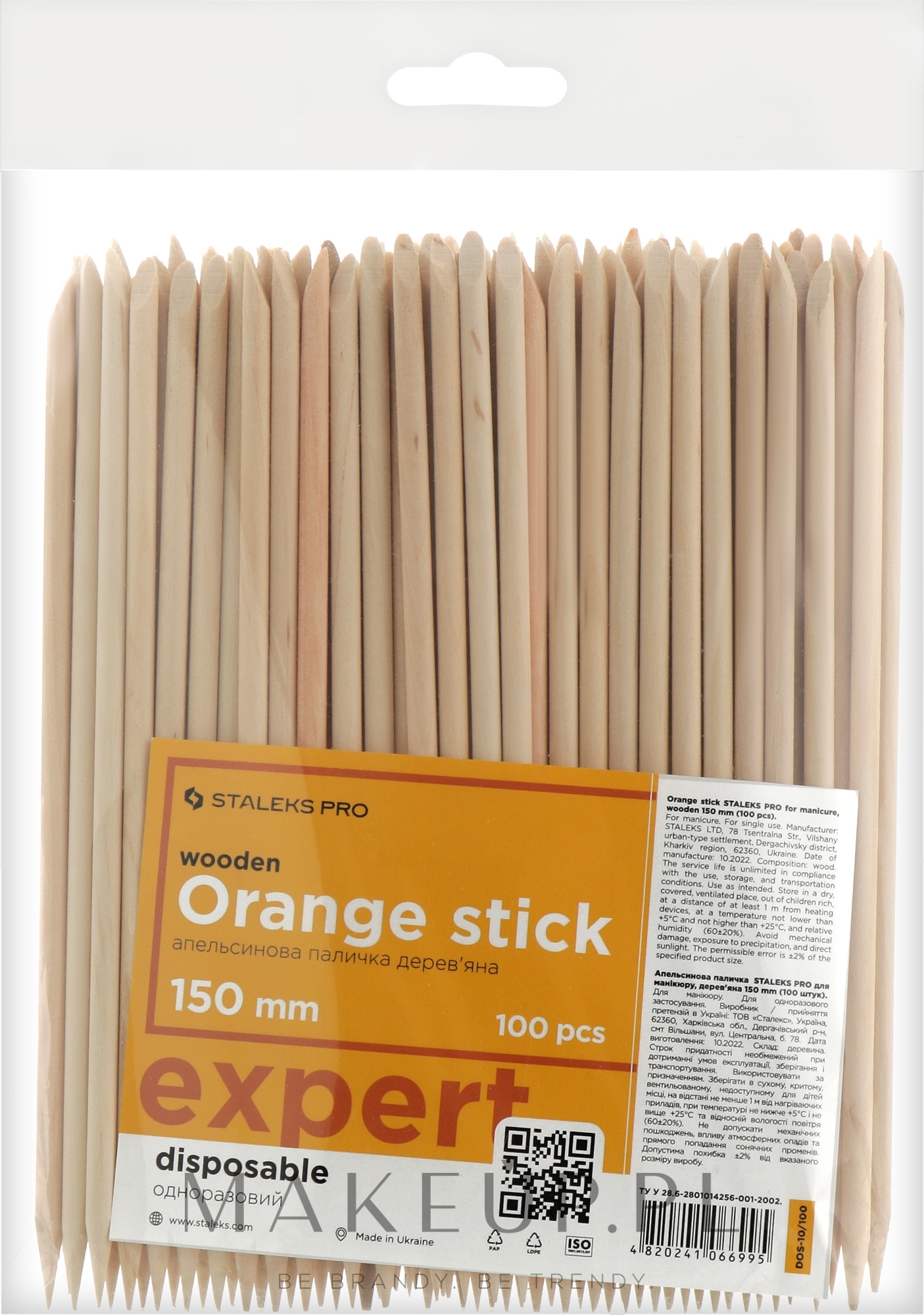 Pomarańczowe patyczki do manicure, 150 mm - Staleks Pro Expert Wooden Orange Stick — Zdjęcie 100 szt.