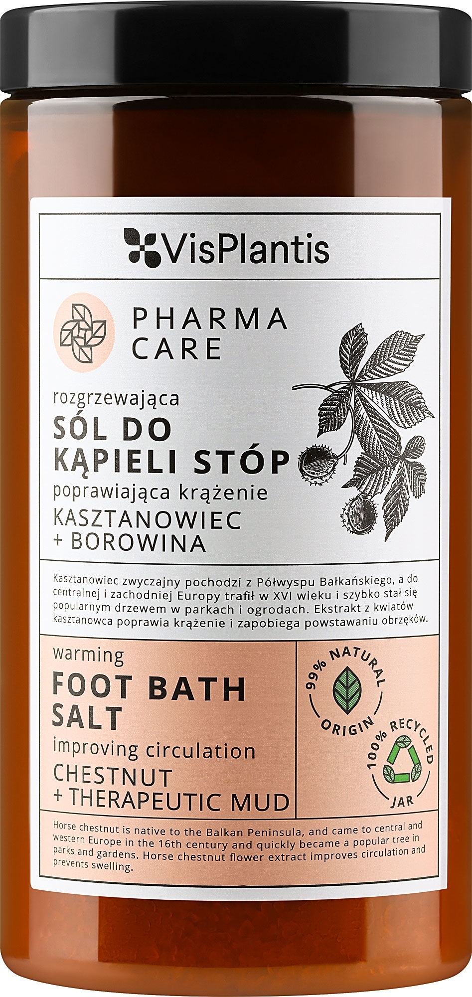 Sól do kąpieli Kasztanowiec + borowina - Vis Plantis Pharma Care Foot Bath Salt — Zdjęcie 560 g