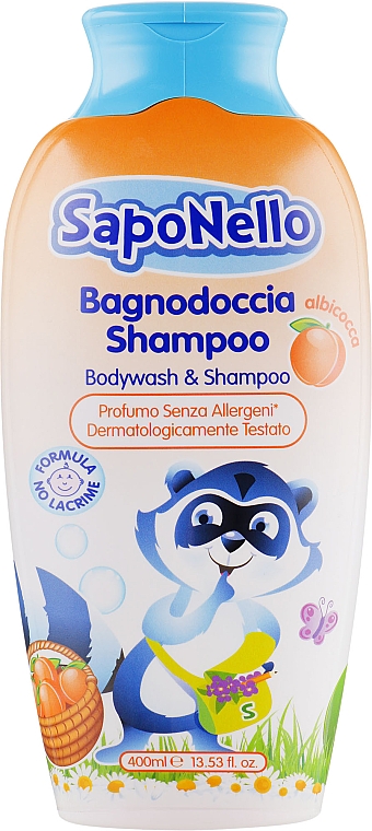 Szampon i żel pod prysznic dla dzieci, Apricot - SapoNello Shower and Hair Gel