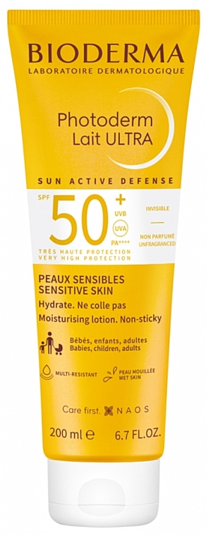 Nawilżający balsam przeciwsłoneczny do twarzy i ciała SPF 50+ - Bioderma Photoderm Lait Ultra Moisturising Lotion Sensitive Skin SPF 50+ — Zdjęcie N1