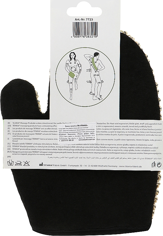 Rękawica do masażu czarna, 16 x 23 cm - Titania — Zdjęcie N2