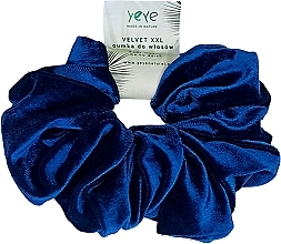 Sztruksowa gumka do włosów, niebieska - Yeye Velvet XXL — Zdjęcie N1