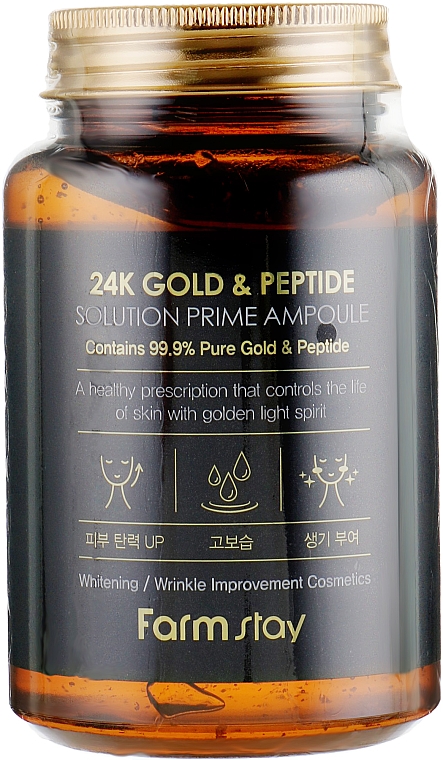 Przeciwstarzeniowe ampułki do twarzy z 24-karatowym złotem i peptydami - FarmStay 24K Gold & Peptide Solution Prime Ampoule