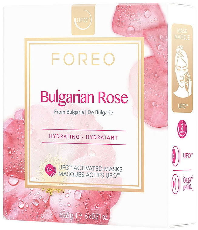 Nawilżająca maseczka do twarzy Róża bułgarska - Foreo UFO Activated Mask Hydrating Bulgarian Rose — Zdjęcie N1
