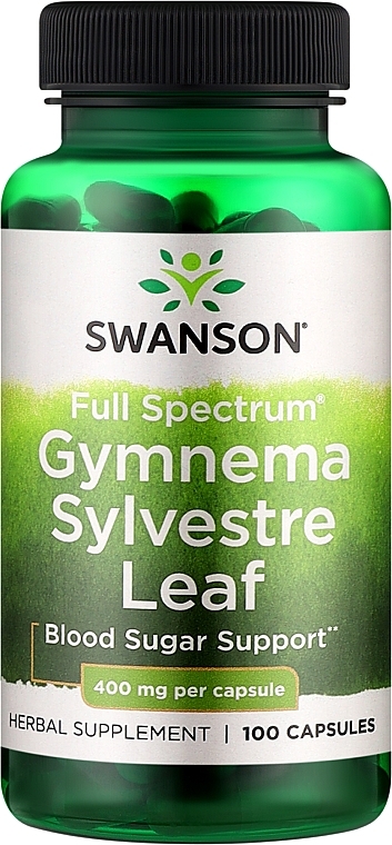 Suplement diety Gymnema Sylvestra, 400 mg, 100 kapsułek - Swanson Gymnema Sylvestre Leaf — Zdjęcie N1