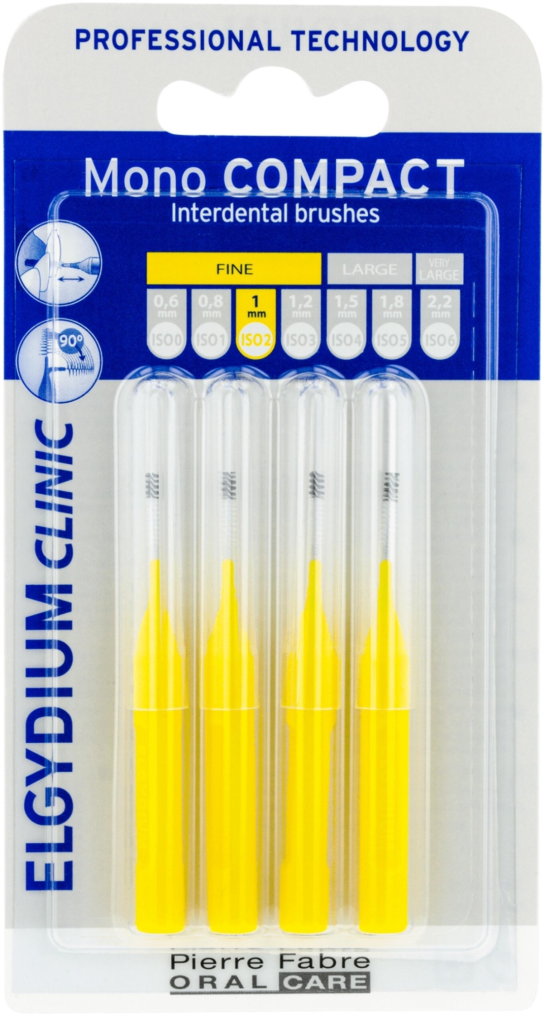 Szczoteczka międzyzębowa, żółta, 4 szt. - Elgydium Clinic Brushes Mono Compact Yellow 1.0mm — Zdjęcie 4 szt.