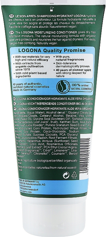 Bioodżywka do włosów suchych z aloesem Nawilżenie i ochrona - Logona Bio-Aloe Vera Conditioner — Zdjęcie N2
