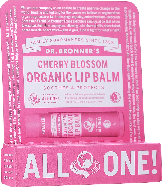 Organiczny balsam do ust z ekstraktem z kwiatu wiśni - Dr. Bronner's All-One! Cherry Blossom Organic Lip Balm — Zdjęcie N2