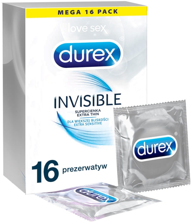 Prezerwatywy, 16 szt. - Durex Invisible Extra Thin Extra Sensitive — Zdjęcie N1