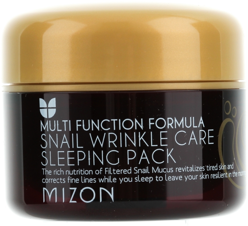 Maska przeciwzmarszczkowa na noc ze śluzem ślimaka - Mizon Multi Function Formula Snail Wrinkle Care Sleeping Pack — Zdjęcie N1