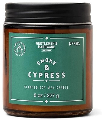 PRZECENA! Świeca zapachowa w słoiku - Gentleme's Hardware Scented Soy Wax Glass Candle 591 Smoke & Cypress * — Zdjęcie N1