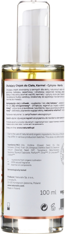 Otulający olejek do ciała Karmel, cytryna i wanilia - Naturativ Cuddling Body Oil — Zdjęcie N2