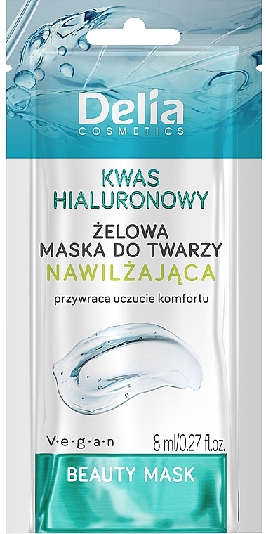 Nawilżająca żelowa maska do twarzy Kwas hialuronowy - Delia Beauty Mask — Zdjęcie N1