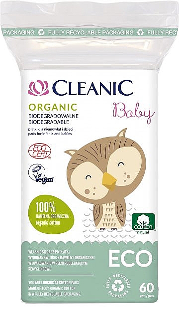 Biodegradowalne płatki dla niemowląt i dzieci, 60 szt. - Cleanic Baby Eco — Zdjęcie N1