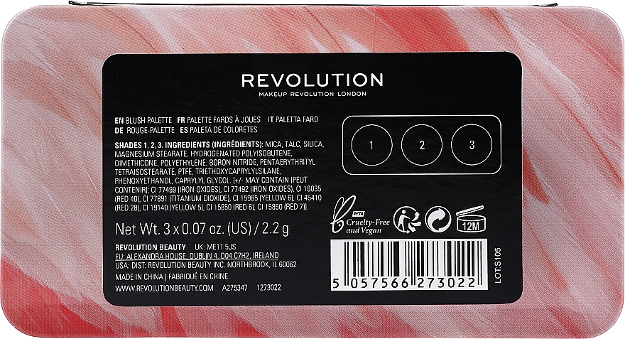 Paleta różów do policzków - Makeup Revolution Flamingo Mini Trio Blush Palette Oh My Blush — Zdjęcie N3