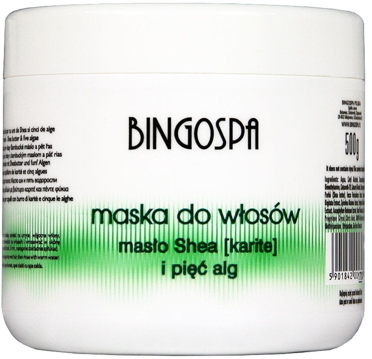 Maska do włosów z masłem shea i pięcioma algami - BingoSpa Shea Butter And Algae Hair Mask
