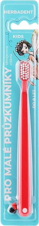 Szczoteczka do zębów dla dzieci, ultra miękka, do 8 lat, czerwona - Herbadent Kids Toothbrush  — Zdjęcie N1