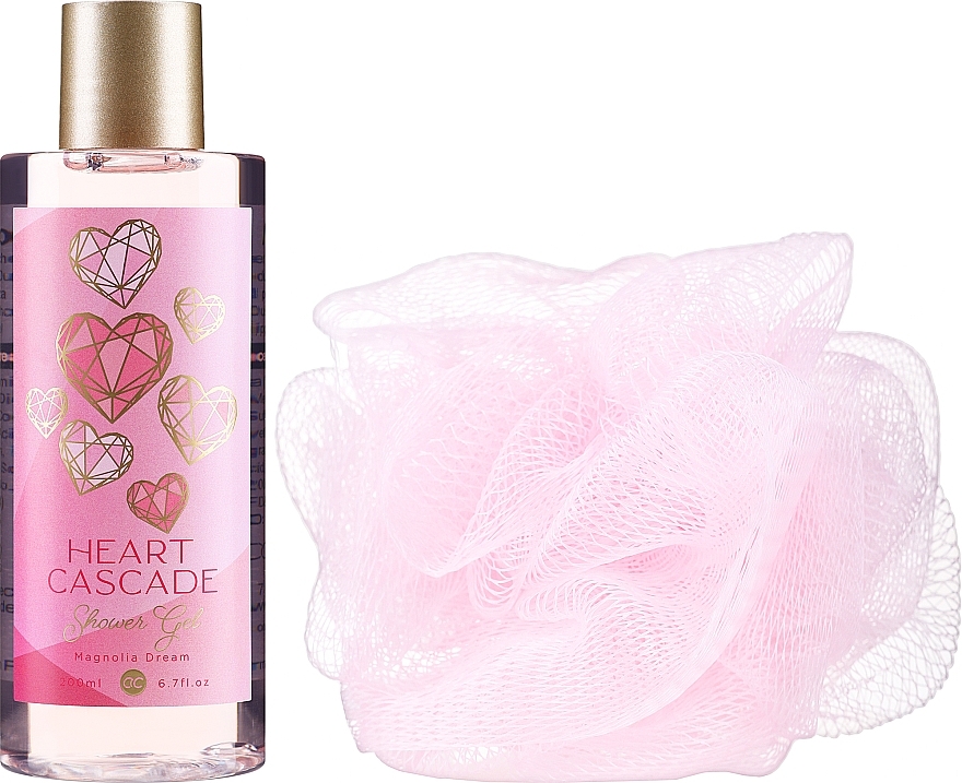 Zestaw - Accentra Heart Cascade Magnolia Dream Gift Set (sh/gel/200ml + washcloth/1pcs) — Zdjęcie N2