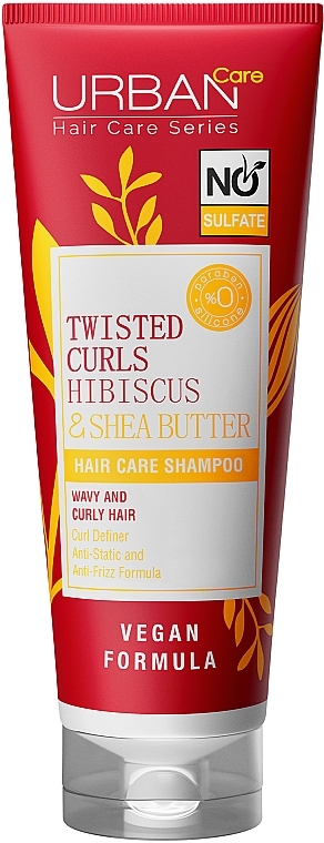 Szampon z ekstraktem z hibiskusa i masłem shea do włosów kręconych i falowanych - Urban Care Twisted Curls Hibiscus & Shea Butter Hair Care Shampoo — Zdjęcie N1