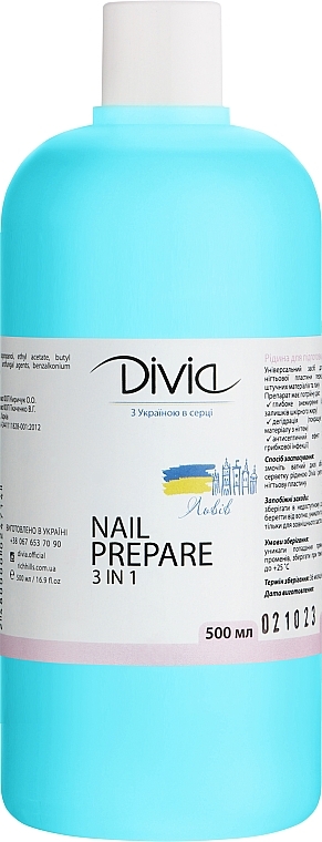 Płyn przygotowawczy do paznokci - Divia Prepare 3 in 1 Di936